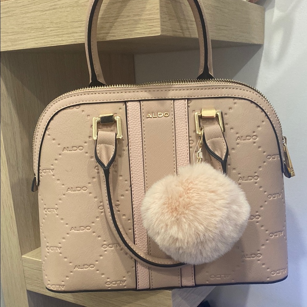 Aldo Tan Satchel with Gold Hardware and Structured Design